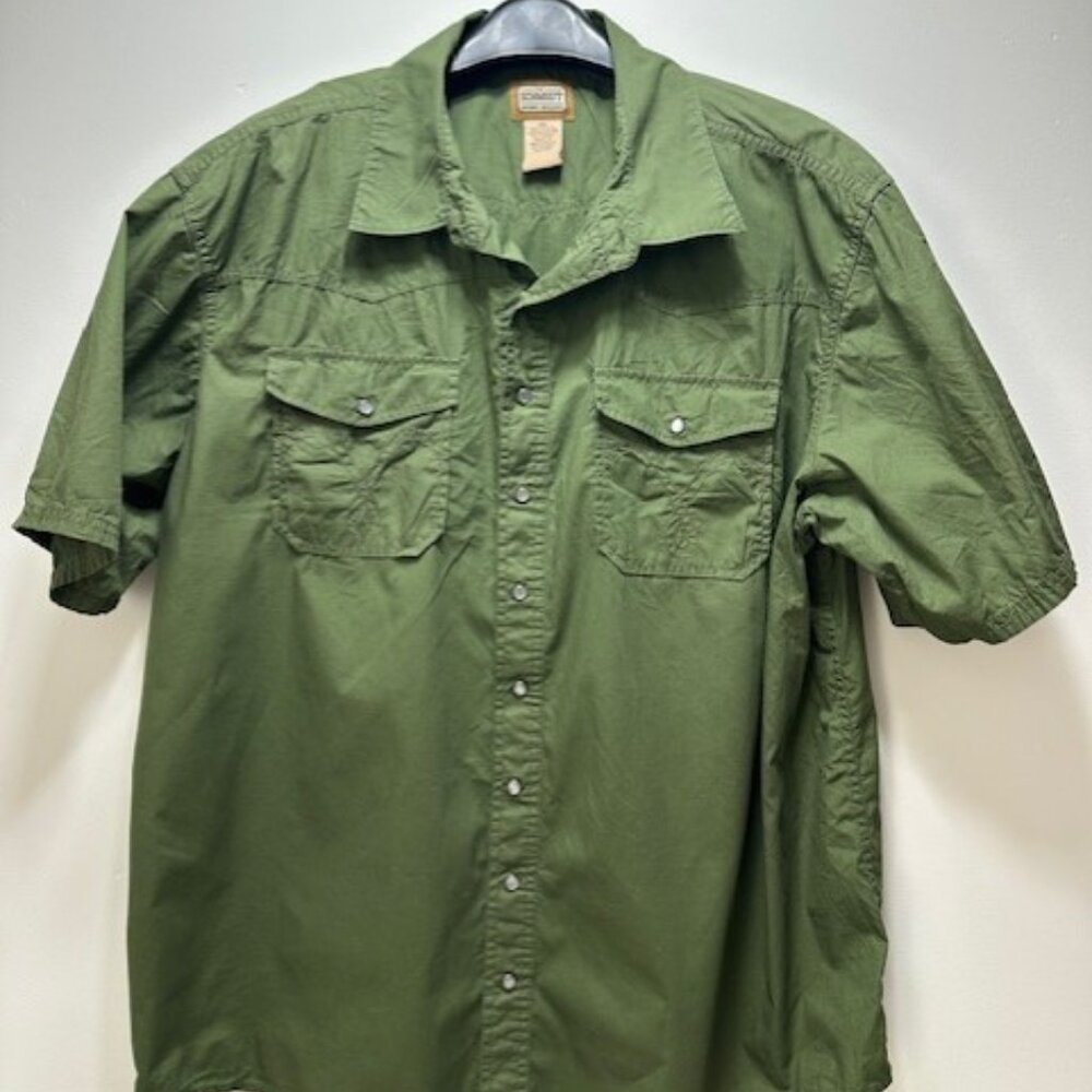 C.E Schmidt Work Wear green pearl snap button shirt 2XL 100% cotton